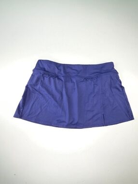 Lands’ End Mini Swim Skirt Navy Hipster Slit Hem Size 12
